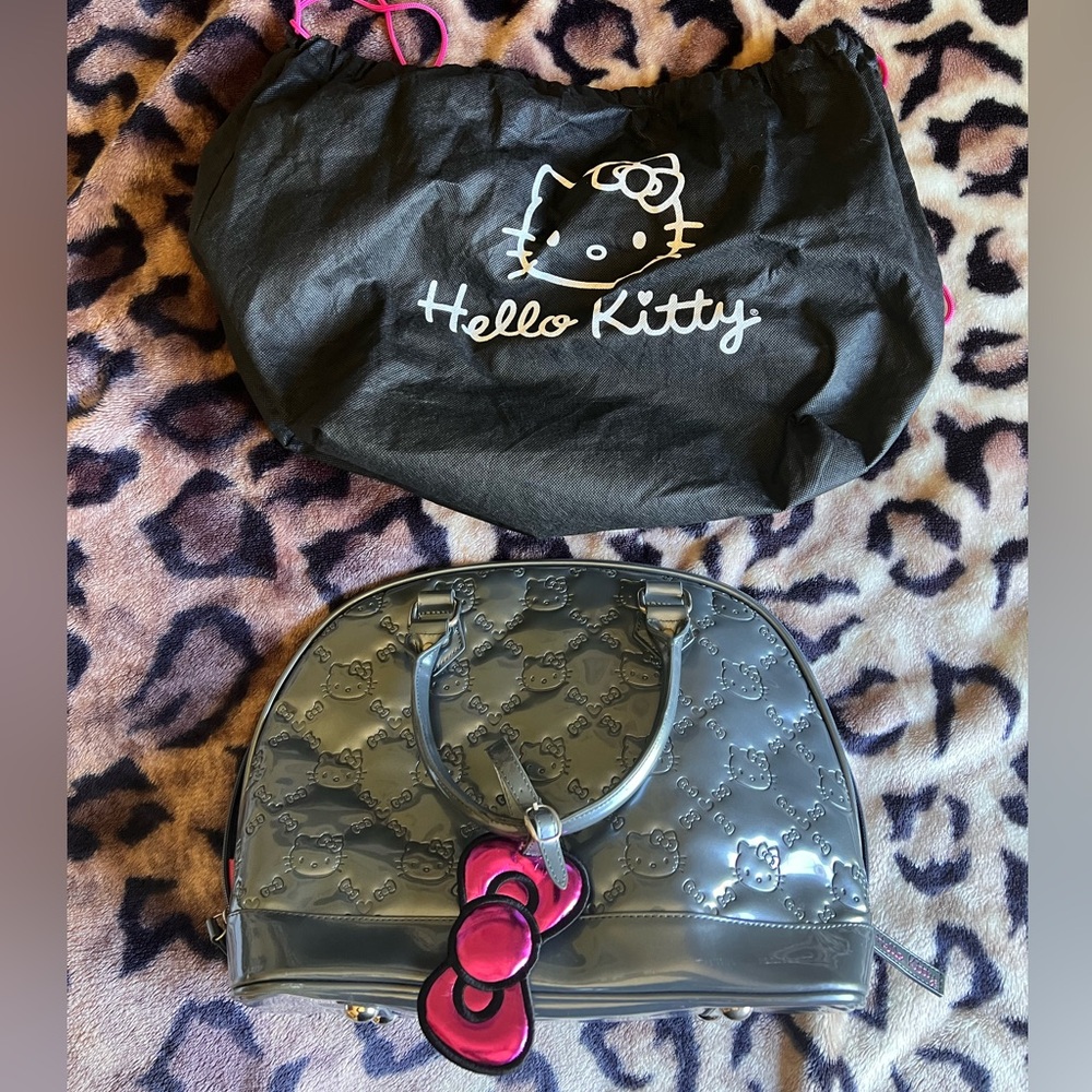 Loungefly Sanrio Hello Kitty Large Purse Bag Patent Leather Gray